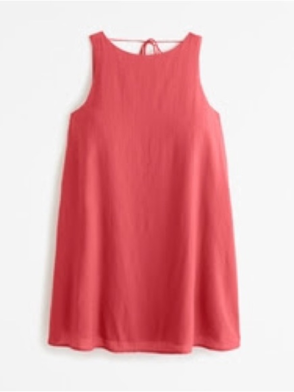 Abercrombie & Fitch NWT Red Linen Blend Open Back Trapeze Mini Dress L Tall - Picture 2 of 5